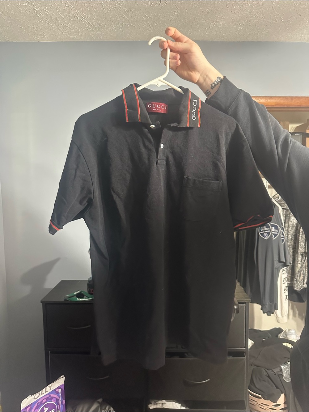 Gucci Black Polo with Red Accent Trim
